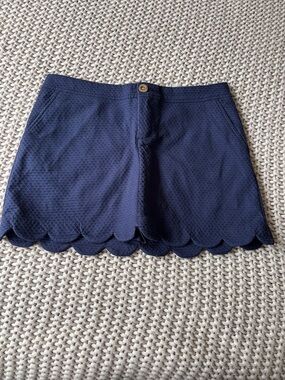 Lilly Pulitzer Navy Scalloped High Waist Shorts